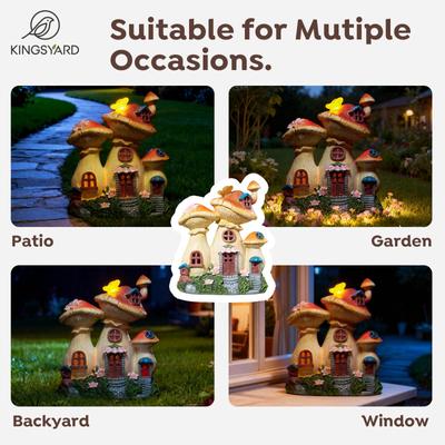 Show full view: Yarty Solar Garden Statue Lights Mushroom Bird Fairy House Figurine slide 6 of 9