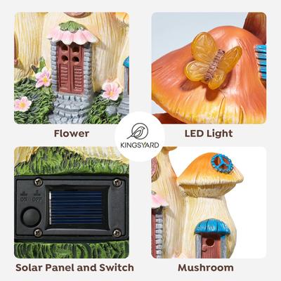 Show full view: Yarty Solar Garden Statue Lights Mushroom Bird Fairy House Figurine slide 5 of 9