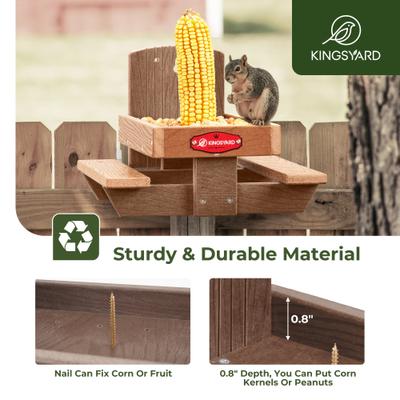 Show full view: Kingsyard Squirrel & Chipmunk Picnic Table Bird Tube Feeder with Corn Cob Holder, Brown slide 4 of 6