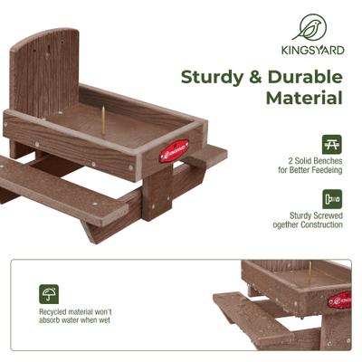 Show full view: Kingsyard Squirrel & Chipmunk Picnic Table Bird Tube Feeder with Corn Cob Holder, Brown slide 3 of 6