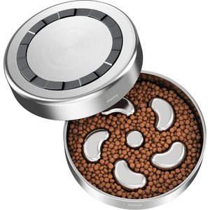 Feedoo Double-Wall Non-Skid Stainless Steel Slow Feeder Dog Bowl, Medium: 2-cup