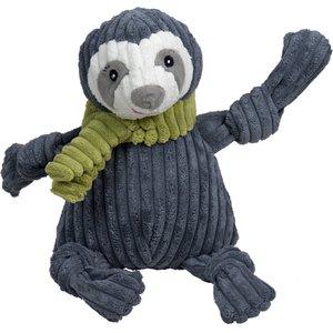 HuggleHounds Knottie Seb Sloth Tough Squeaky Plush Dog Toy, Large