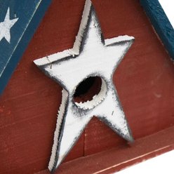 Home Bazaar Ticonderoga Hanging Birdhouse with Stars Wooden Roof, Multicolor slide 2 of 8