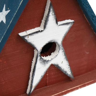 Show full view: Home Bazaar Ticonderoga Hanging Birdhouse with Stars Wooden Roof, Multicolor slide 3 of 8