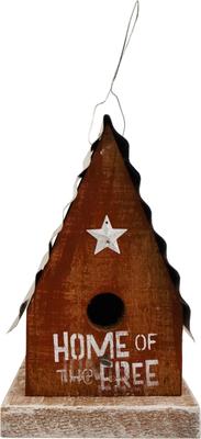 Show full view: Home Bazaar Lexington Home of The Free Hanging Birdhouse with Metal Roof, Red slide 3 of 7