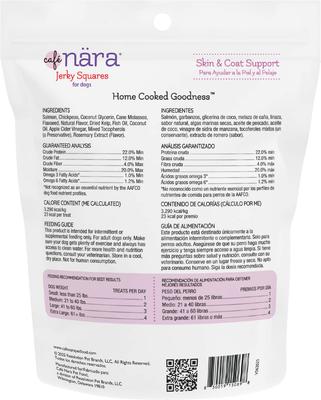 Show full view: Cafe Nara Jerky Squares Salmon Flavor Skin & Coat Support Dog Treats, 5-oz bag slide 3 of 9