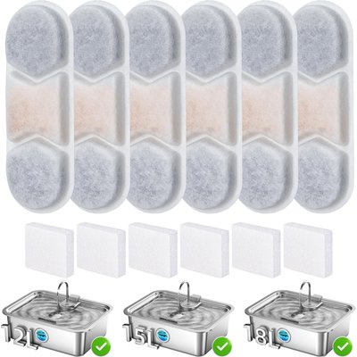 Casfuy Casfuy ZT-50, ZT-60 & ZT-80 Dog Water Fountain Replacement Filters & Sponges, 6 count