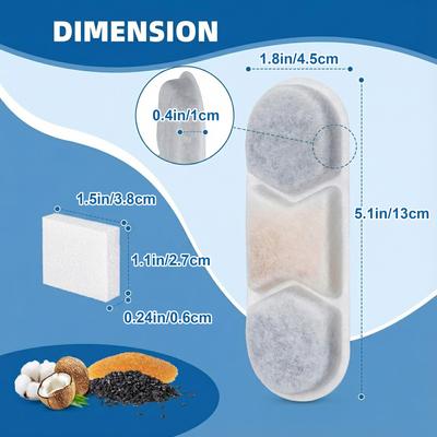 Show full view: Casfuy ZT-12, ZT-15 & ZT-18 Dog Water Fountain Replacement Filters & Sponges, 6 count slide 2 of 6