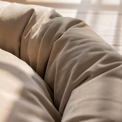 Show full view: Allisandro Luxury Donut Ultra Soft Velvet Supportive Bolster Design Orthopedic Elevated Dog & Cat Bed with Removable Cover & Handle, Beige, 36 x 36-in slide 7 of 9