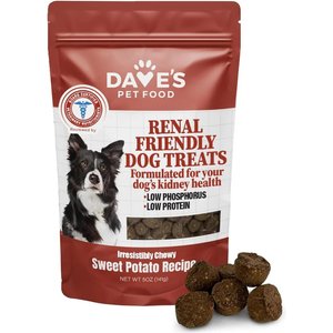Dave's Pet Food Renal-Friendly Sweet Potato Grain-Free Soft & Chewy Dog Treats, 5-oz bag