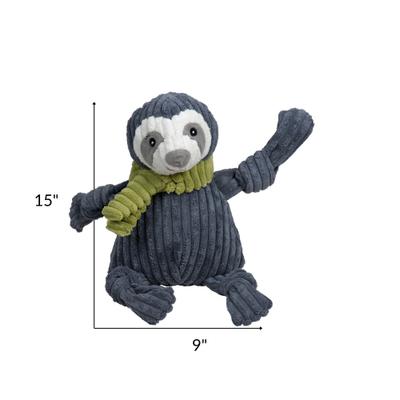 Show full view: HuggleHounds Knottie Seb Sloth Tough Squeaky Plush Dog Toy, Large slide 2 of 10