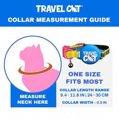Show full view: Travel Cat AirTag Holder Nylon Reflective Breakaway with Bell Cat Collar, 9 to 12-in neck, 1/2-in wide, Neon 90s slide 7 of 7