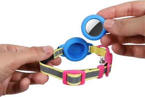 Show full view: Travel Cat AirTag Holder Nylon Reflective Breakaway with Bell Cat Collar, 9 to 12-in neck, 1/2-in wide, Neon 90s slide 6 of 7