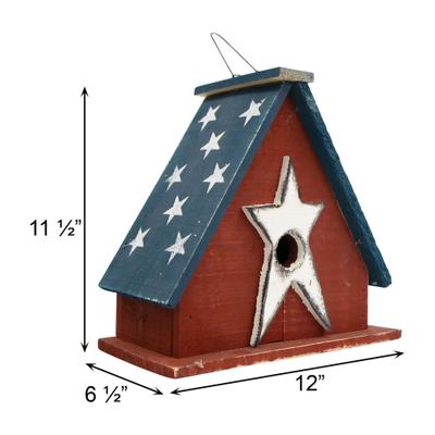 Show full view: Home Bazaar Ticonderoga Hanging Birdhouse with Stars Wooden Roof, Multicolor slide 8 of 8