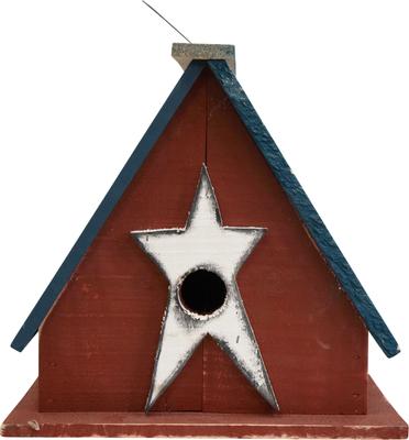 Show full view: Home Bazaar Ticonderoga Hanging Birdhouse with Stars Wooden Roof, Multicolor slide 6 of 8