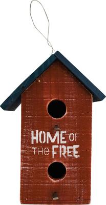 Show full view: Home Bazaar Concord Home of The Free Hanging Birdhouse with Stars Wooden Roof, Multicolor slide 3 of 8