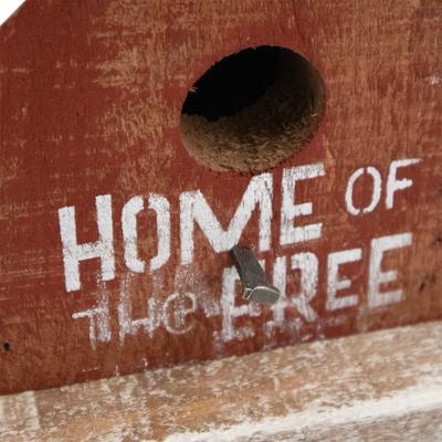 Show full view: Home Bazaar Lexington Home of The Free Hanging Birdhouse with Metal Roof, Red slide 5 of 7