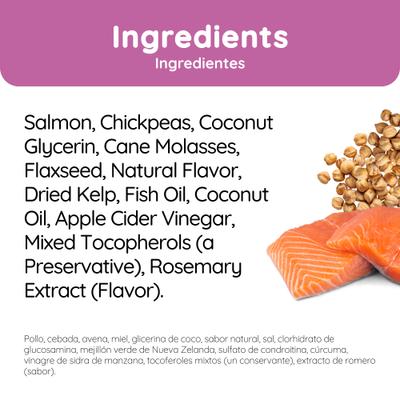 Show full view: Cafe Nara Jerky Squares Salmon Flavor Skin & Coat Support Dog Treats, 5-oz bag slide 6 of 9