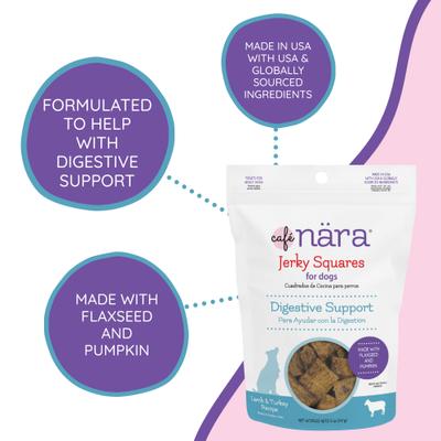 Show full view: Cafe Nara Jerky Squares Lamb & Turkey Flavor Digestive Support Dog Treats, 5-oz bag slide 5 of 9