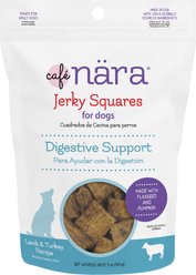 Cafe Nara Jerky Squares Lamb & Turkey Flavor Digestive Support Dog Treats, 5-oz bag