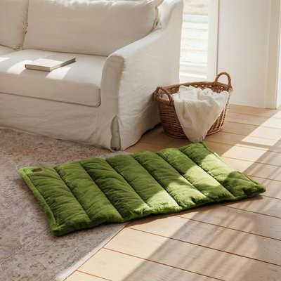 Allisandro Allisandro Dual Sided Plush Faux Fur & Chenille Reversible Orthopedic Dog Bed Mat, Large, Green