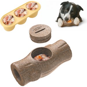PawsPik 3-in-1 Tree-Stump Interactive Frozen Dog Treat Toy, Brown, Small
