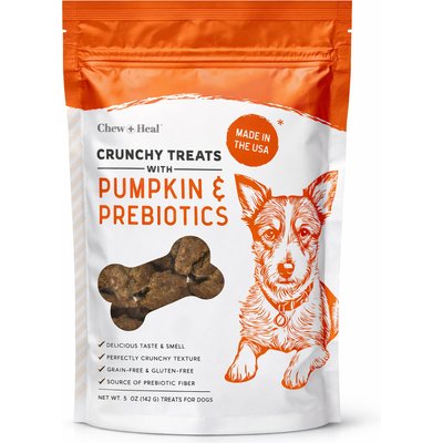 Chew + Heal Chew + Heal Pumpkin & Prebiotic Fiber Crunchy Biscuit Dog Treats, 5-oz bag