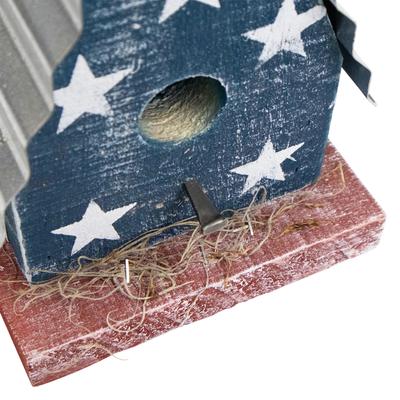 Show full view: Home Bazaar Yorktown Barn American Stars Hanging Birdhouse with Metal Roof, Multicolor slide 7 of 8