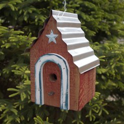 Home Bazaar Brandywine Hanging Birdhouse with Metal Roof, Red