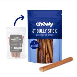 Chewy Made Standard Bully Stick 6" Dog Treats (FORMERLY BONES & CHEWS), 6 count