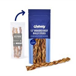 Chewy Made Braided Bully Stick 12" Dog Treats (FORMERLY BONES & CHEWS), 3 count