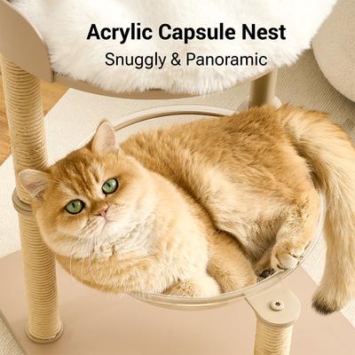 Show full view: Hittite Modern Indoor Furniture-Style Metal Frame 34-in Faux Fur Cat Tree with Wooden Top Bed, Khaki slide 4 of 11