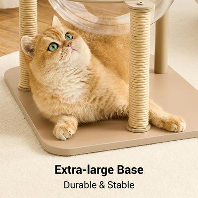 Show full view: Hittite Modern Indoor Furniture-Style Metal Frame 34-in Faux Fur Cat Tree with Wooden Top Bed, Khaki slide 6 of 11