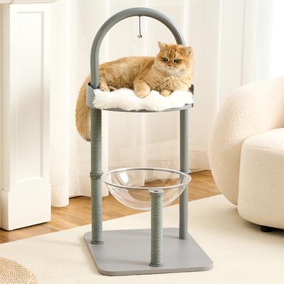 Show full view: Hittite Modern Indoor Furniture-Style Metal Frame 34-in Faux Fur Cat Tree with Wooden Top Bed, Gray slide 10 of 12