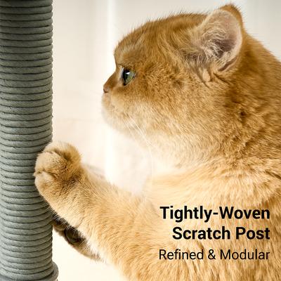 Show full view: Hittite Modern Indoor Furniture-Style Metal Frame 34-in Faux Fur Cat Tree with Wooden Top Bed, Gray slide 6 of 12