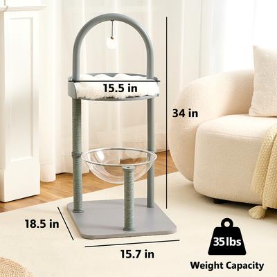 Show full view: Hittite Modern Indoor Furniture-Style Metal Frame 34-in Faux Fur Cat Tree with Wooden Top Bed, Gray slide 8 of 12