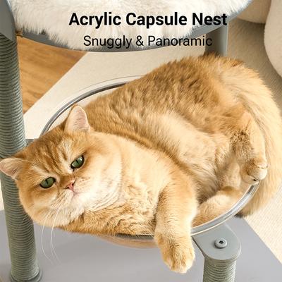 Show full view: Hittite Modern Indoor Furniture-Style Metal Frame 34-in Faux Fur Cat Tree with Wooden Top Bed, Gray slide 5 of 12