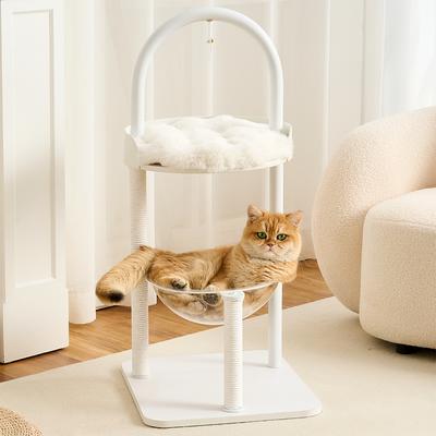 Show full view: Hittite Modern Indoor Furniture-Style Metal Frame 34-in Faux Fur Cat Tree with Wooden Top Bed, White slide 8 of 11