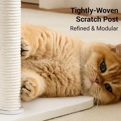 Show full view: Hittite Modern Indoor Furniture-Style Metal Frame 34-in Faux Fur Cat Tree with Wooden Top Bed, White slide 5 of 11