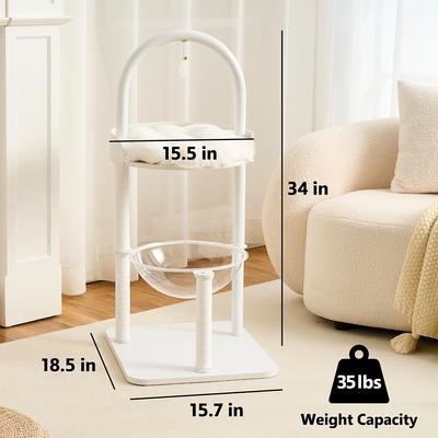 Show full view: Hittite Modern Indoor Furniture-Style Metal Frame 34-in Faux Fur Cat Tree with Wooden Top Bed, White slide 7 of 11