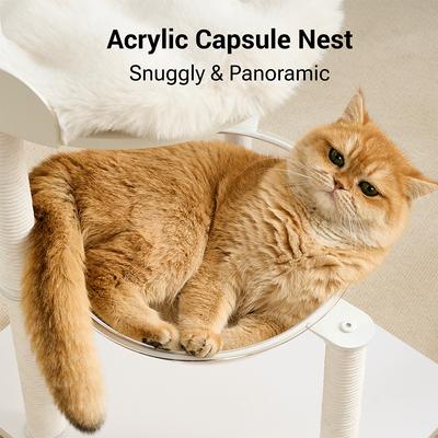 Show full view: Hittite Modern Indoor Furniture-Style Metal Frame 34-in Faux Fur Cat Tree with Wooden Top Bed, White slide 4 of 11