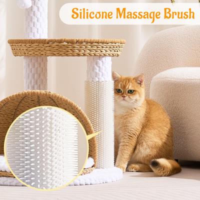 Show full view: Hittite Modern Indoor 46-in Rattan Cat Tree Tower with Scratching Post, Handwoven Nests & Cave, Nature slide 4 of 10