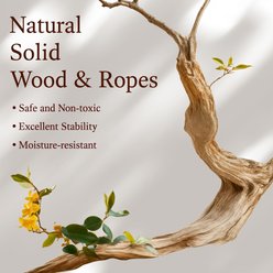 Hittite Indoor Natural Solid Wood 32-in Faux Fur Cat Tree Tower with Scratching Post, Cozy Bed & Platforms, Black slide 2 of 9