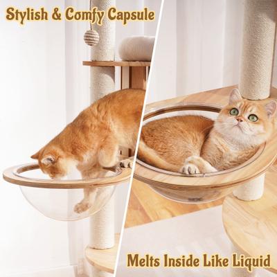 Show full view: Hittite Solid Wood 62-in Polyester Cat Tree Tower & Condo with Sisal Scratching Post, Capsule & Ladder, 20.87 x 20.87 x 62-in slide 5 of 11