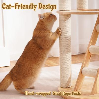Show full view: Hittite Solid Wood 62-in Polyester Cat Tree Tower & Condo with Sisal Scratching Post, Capsule & Ladder, 20.87 x 20.87 x 62-in slide 7 of 11