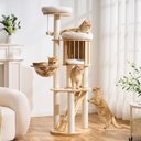 Hittite Solid Wood 62-in Polyester Cat Tree Tower & Condo with Sisal Scratching Post, Capsule & Ladder, 20.87 x 20.87 x 62-in