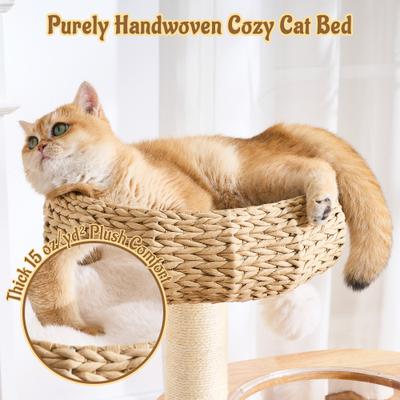 Show full view: Hittite Solid Wood 38-in Faux Fur Cat Tree Tower & Condo with Sisal Scratching Post, Capsule & Ladder, 24.5 x 17.3 x 38-in slide 2 of 10