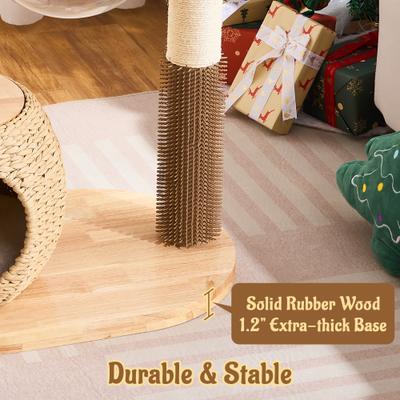 Show full view: Hittite Solid Wood 38-in Faux Fur Cat Tree Tower & Condo with Sisal Scratching Post, Capsule & Ladder, 24.5 x 17.3 x 38-in slide 6 of 10