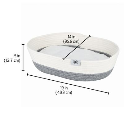 Show full view: Kitty City Woven Bolster Cat Bed with Pillow & Removable Cover, Grey & White slide 2 of 9