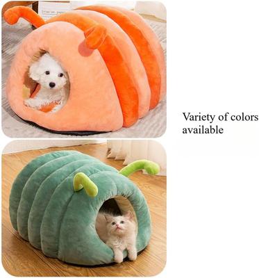 Show full view: NonoPets Caterpillar-Shaped Plush Bolster Dog & Cat Bed, Orange, Large slide 3 of 5